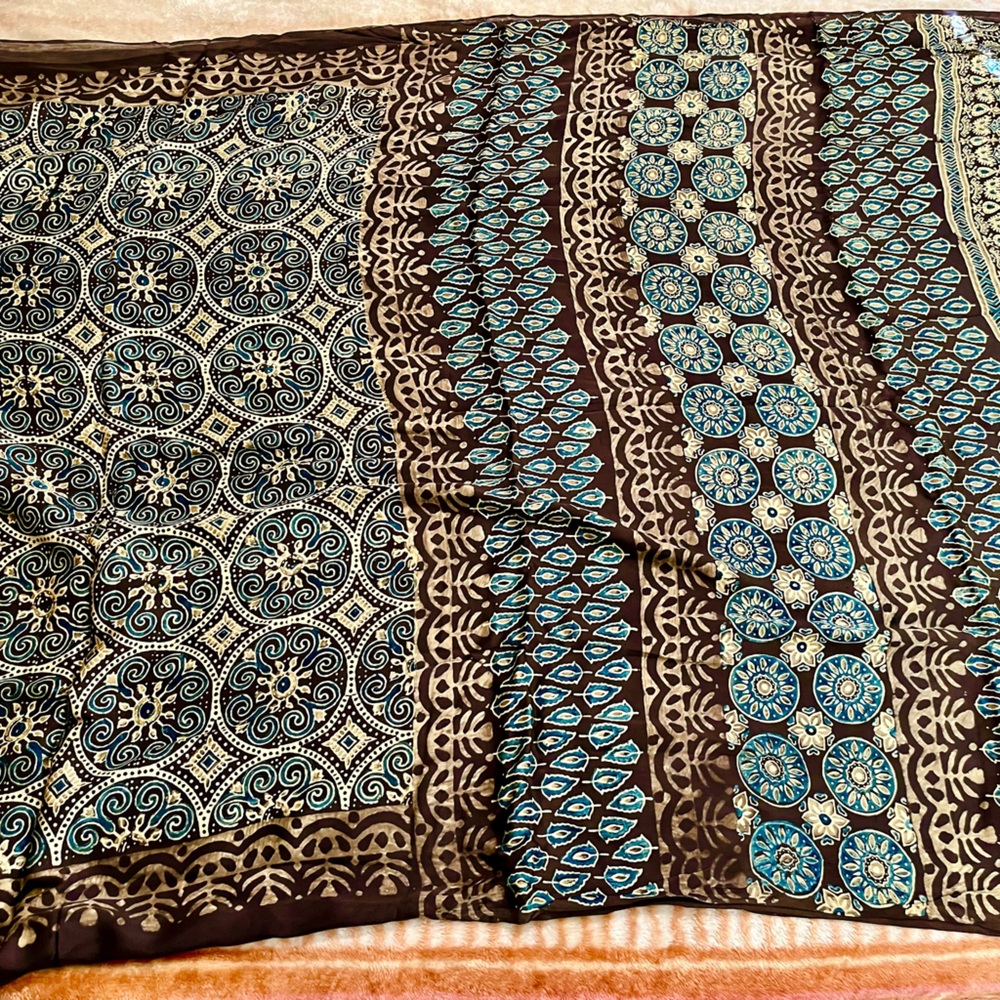 Ajrakh Modal Silk Saree